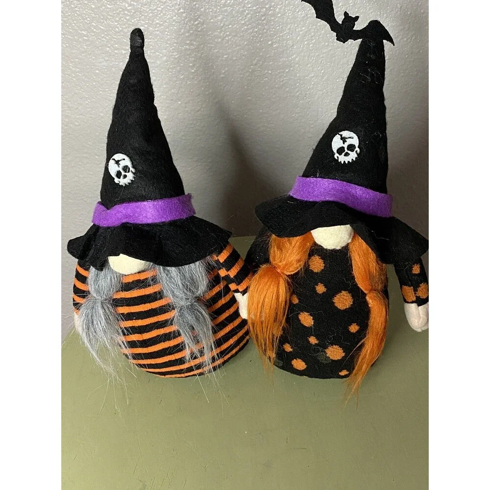2 Gnomes Halloween Decorations for Home Indoor, 2 Gnomes Mr & Mrs Gnome Plush